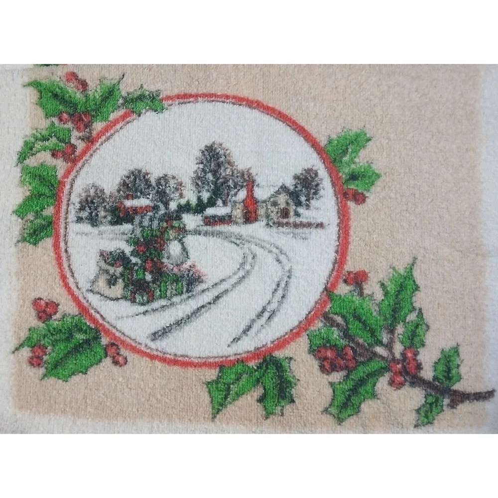 2 Christmas Kitchen Towels Terrycloth Dish Hand Country Farm‎ Mail Box READ